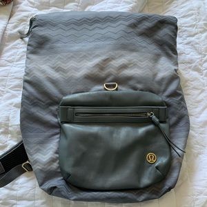 Gray with gold detailing Lululemon backpack